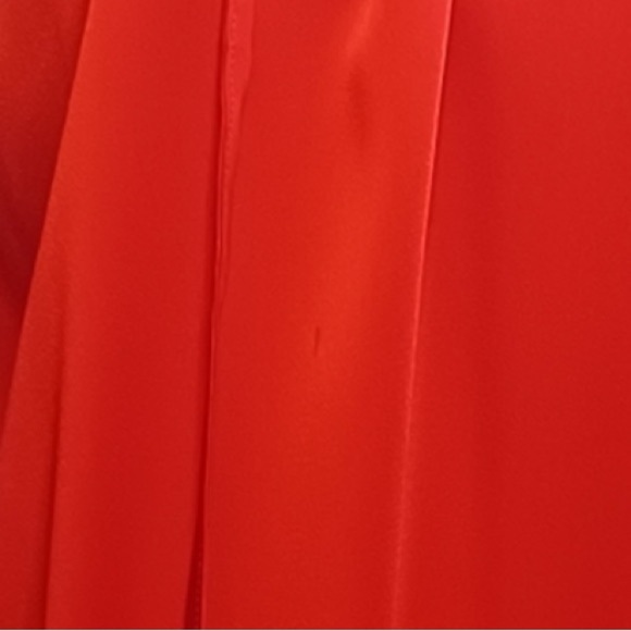 Jodifl Red Satin Ruffle Tie Neck Long-Sleeve Christmas Holiday Evening Blouse - Picture 11 of 11